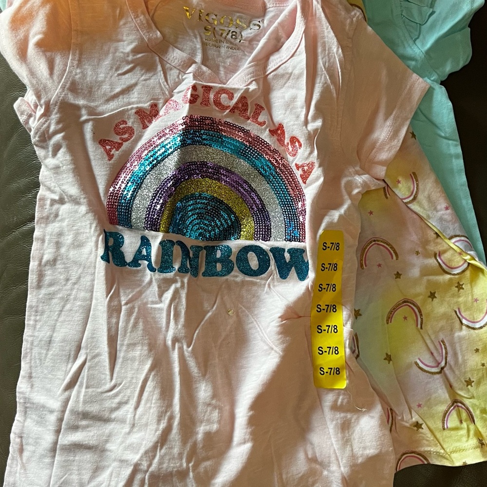 Circo White and Blue Short Sleeve Tee with Rainbow Graphic